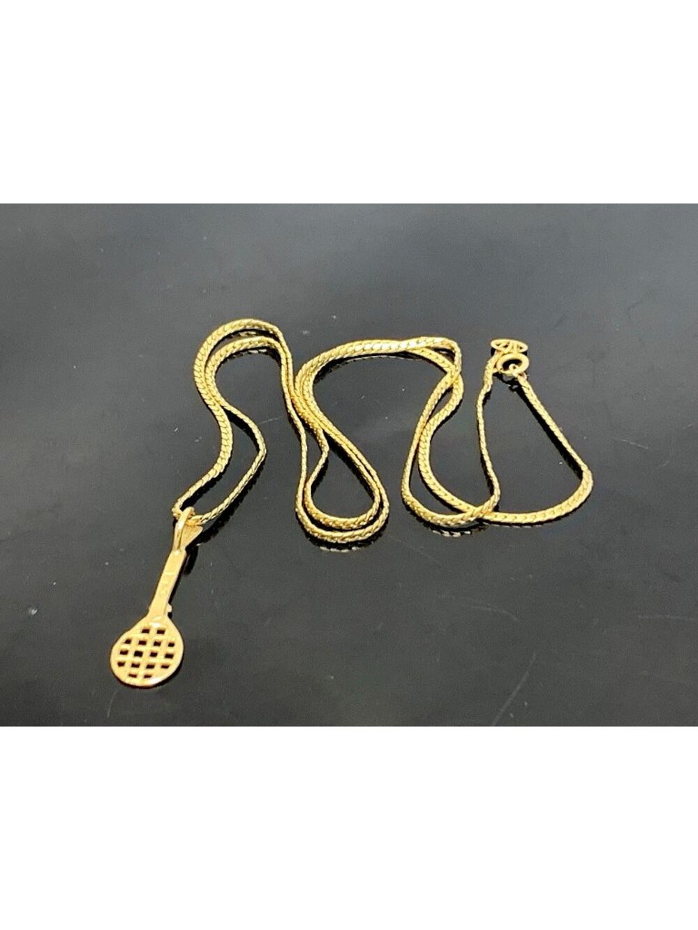 Tennis Racket Pendant 14k Yellow Gold 4.1 Grams Women's Necklace 18'' Long